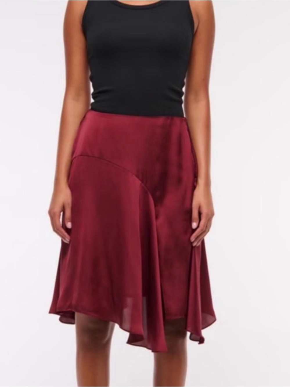 Abercrombie & Fitch Women's Burgundy Satin A-Line Skirt